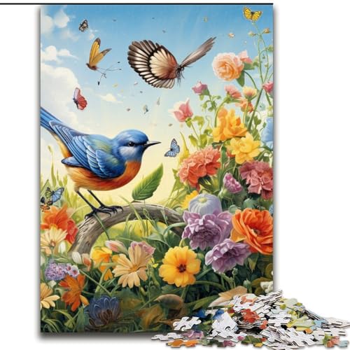 Puzzle 1000 Teile für Erwachsene, Blumen- und Vogelpuzzle aus Holz, anspruchsvolles Denkspiel für Teenager, interaktives Familienspiel, 1000 Teile(50x75cm) von XHAXING