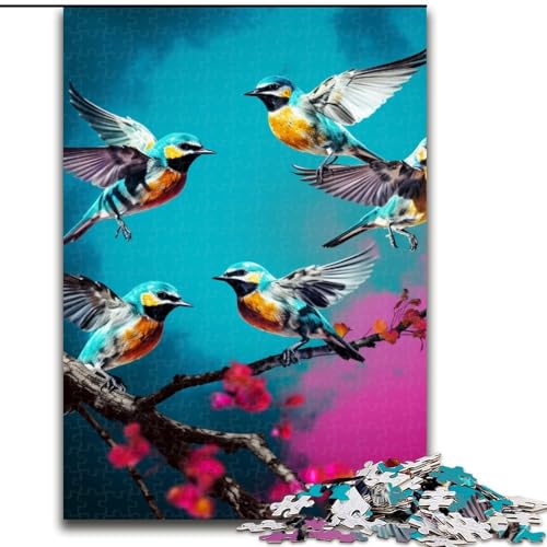 Puzzle 1000 Teile für Erwachsene, Blumen- und Vogelpuzzle aus Holz, geeignet für Geburtstage, Halloween, Erntedankfest, Ostern, 1000 Teile(50x75cm) von XHAXING