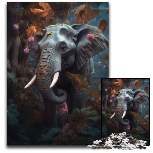 Puzzle 1000 Teile für Erwachsene, Blumen- und magische Elefanten-Puzzles für Erwachsene, Denkspiel für Teenager, 50x75cm Puzzle 1000 Teile für Erwachsene, Blumen- und magische Elefanten-Puzzles für Erwachsene, Denkspiel für Teenager, 50x75cm von XHAXING