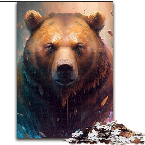 Puzzle 1000 Teile für Erwachsene, Braunbär-Malpuzzle aus Holz, Geburtstage, Feiertage und Heimdekoration, 1000 Teile(50x75cm) von XHAXING