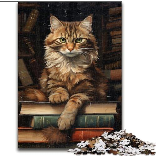 Puzzle 1000 Teile für Erwachsene, Buch-Katzen-Puzzle aus Pappe, schwieriges Denkspiel für Teenager, 1000 Teile(26x38cm) von XHAXING