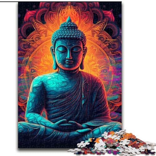 Puzzle 1000 Teile für Erwachsene, Buddha-Psycho-Mandala-Puzzle aus Pappe, anspruchsvolles Denkspiel für Teenager, interaktives Familienspiel, 1000 Teile(26x38cm) von XHAXING