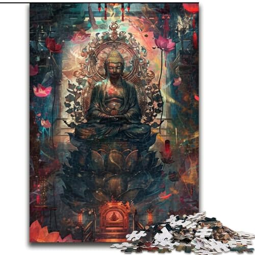 Puzzle 1000 Teile für Erwachsene, Buddha-Statue, Puzzle aus Holz, anspruchsvolles DIY-Denkspiel, perfektes Familienspiel oder dekoratives Geschenk, 1000 Teile(50x75cm) von XHAXING