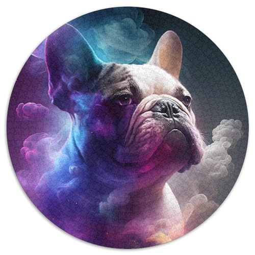 Puzzle 1000 Teile für Erwachsene, Bulldogge, runde Papppuzzles für Familienspaß, perfekt für Feiertage, interaktive Spieleabende (Größe 67,5 x 67,5 cm) von XHAXING