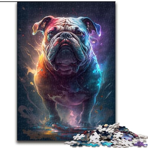 Puzzle 1000 Teile für Erwachsene, Bulldoggen-Malpuzzle aus Holz, DIY-Dekoration, anspruchsvolle, 1000 Teile(50x75cm) von XHAXING
