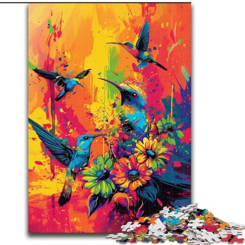 Puzzle 1000 Teile für Erwachsene, Bunte Blumen und Vögel, Puzzle aus Holz, interaktives Familienspiel, Denksportgeschenk, Lernspielzeug, 1000 Stück(50x75cm) von XHAXING