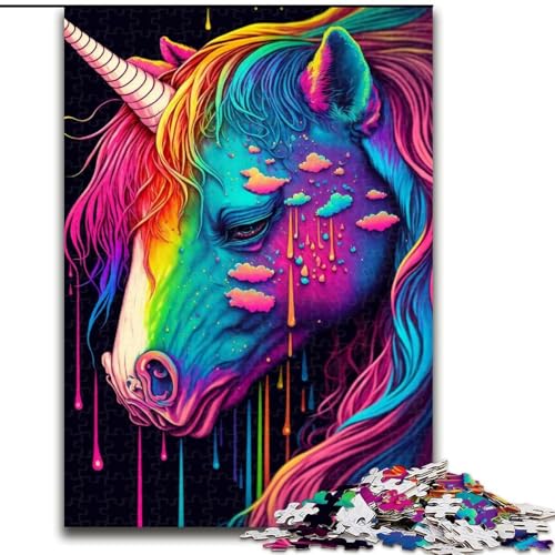 Puzzle 1000 Teile für Erwachsene, Bunte Einhörner, Puzzle aus Holz, Weihnachten, Halloween, Ostern, Neujahr, 1000 Teile(50x75cm) von XHAXING