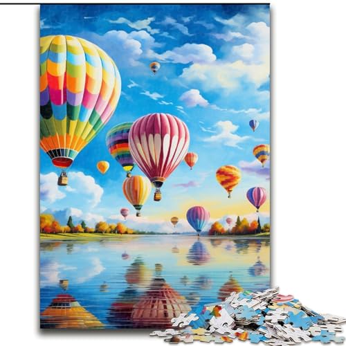 Puzzle 1000 Teile für Erwachsene, Bunte Heißluftballons, Puzzle aus Holz, perfekt für Halloween, Weihnachten, Geburtstagsgeschenk, 1000 Stück(50x75cm) von XHAXING