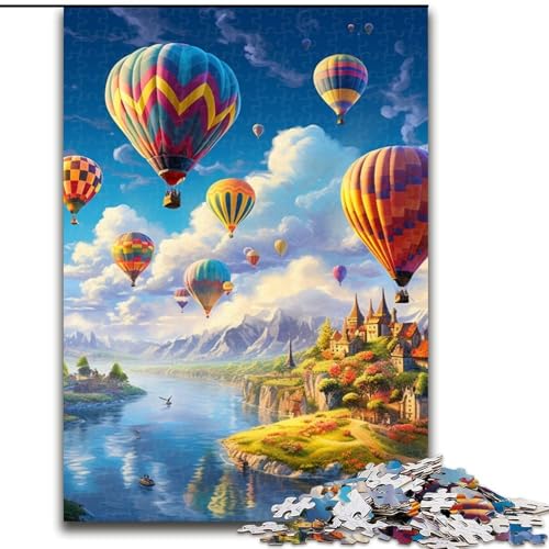 Puzzle 1000 Teile für Erwachsene, Bunte Heißluftballons, aus Pappe, mit interaktivem Familienspiel, Kinder ab 10 Jahren, 1000 Teile(26x38cm) von XHAXING