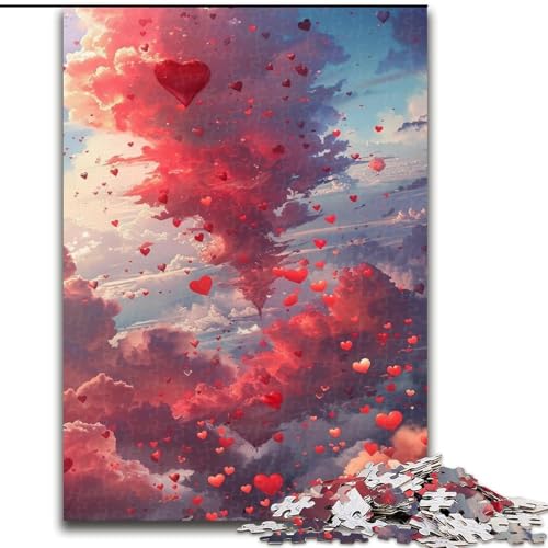 Puzzle 1000 Teile für Erwachsene, Bunte Liebeswolken, Puzzle aus Pappe, Weihnachten, Halloween, Ostern, Neujahr, 1000 Teile(26x38cm) von XHAXING