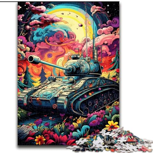 Puzzle 1000 Teile für Erwachsene, Bunte Panzer, Puzzle aus Holz, anspruchsvolles Denkspiel für Teenager und Familien, 1000 Teile(50x75cm) von XHAXING