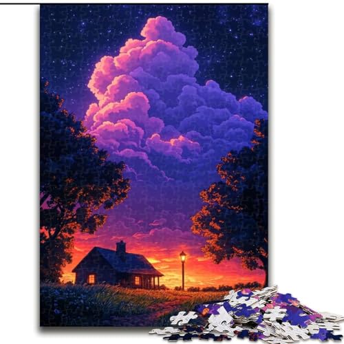 Puzzle 1000 Teile für Erwachsene, Bunte Wolken, Puzzles aus Holz, für Teenager und Familienspaß – DIY-Denkspiel, Geschenk, 1000 Teile(50x75cm) von XHAXING