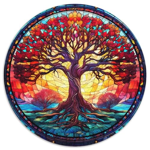 Puzzle 1000 Teile für Erwachsene, Buntglasbaum, Papierpuzzle, Denksportaufgabe, Spiel für Erwachsene, interaktive Familienaktivität (67,5 x 67,5 cm) von XHAXING