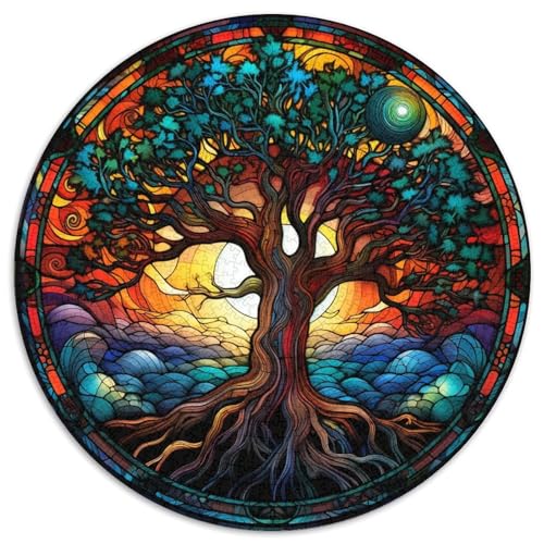 Puzzle 1000 Teile für Erwachsene, Buntglasbaum, Papppuzzle, anspruchsvolles Denkspiel für Teenager, Spaß für den Spieleabend mit der Familie (67,5 x 67,5 cm) von XHAXING