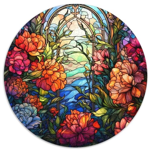 Puzzle 1000 Teile für Erwachsene, Buntglasgarten, Papierpuzzle, Denksportaufgabe, Spiel für Erwachsene, interaktive Familienaktivität (67,5 x 67,5 cm) von XHAXING