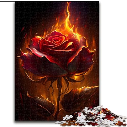 Puzzle 1000 Teile für Erwachsene, Burning Rose, Puzzle aus Holz, interaktives Familienspiel, Heimdekoration zum Selbermachen, anspruchsvolles Denksportgeschenk, 1000 Stück(50x75cm) von XHAXING