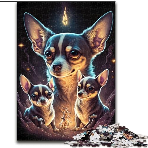 Puzzle 1000 Teile für Erwachsene, Chihuahua-Hundepuzzle aus Pappe, perfekt für Halloween, Weihnachten, Geburtstagsgeschenk, 1000 Stück(26x38cm) von XHAXING
