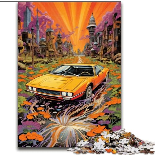 Puzzle 1000 Teile für Erwachsene, Cooles buntes Sportwagen-Puzzle aus Holz, Weihnachten, Halloween, Ostern, Neujahr, 1000 Teile(50x75cm) von XHAXING
