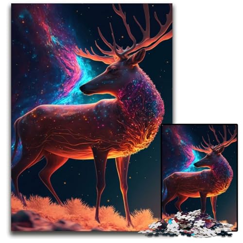 Puzzle 1000 Teile für Erwachsene, Cosmic Deer, Unmögliches Puzzle für Erwachsene, Geburtstagsgeschenkidee, Herausforderndes Denkspiel, 26x38cm Puzzle 1000 Teile für Erwachsene, Cosmic Deer, Unmögliches Puzzle für Erwachsene, Geburtstagsgeschenkidee, Herausforderndes Denkspiel, 26x38cm von XHAXING