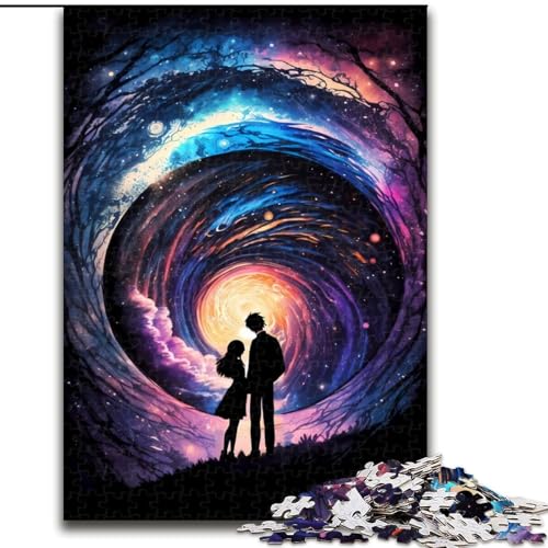 Puzzle 1000 Teile für Erwachsene, Cosmic Love Story-Puzzle aus Holz, perfekt für Halloween, Weihnachten, Geburtstagsgeschenk, 1000 Stück(50x75cm) von XHAXING