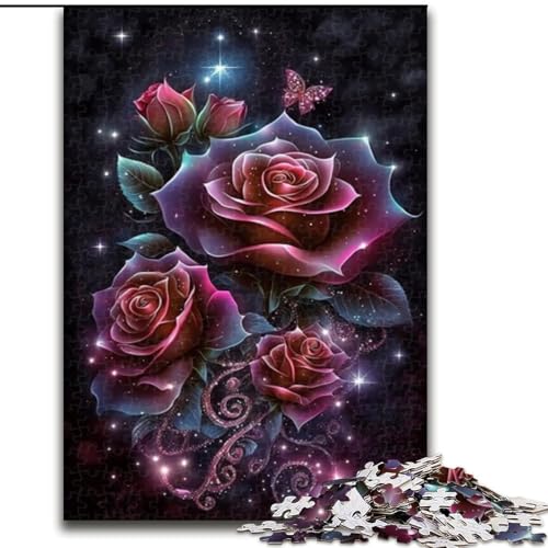 Puzzle 1000 Teile für Erwachsene, Cosmic Rose, aus Holz, perfekte Dekoration für Zuhause oder das Büro, 1000 Teile(50x75cm) von XHAXING