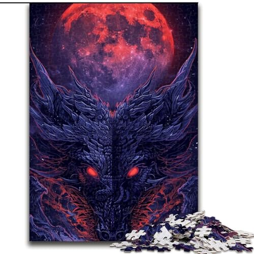 Puzzle 1000 Teile für Erwachsene, Dämonendrachen-Puzzle, aus Pappe, mit interaktivem Familienspiel, Altersgruppen ab 10 Jahren, 1000 Teile(26x38cm) von XHAXING