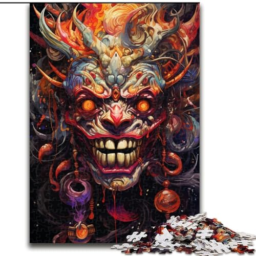 Puzzle 1000 Teile für Erwachsene, Dämonenmasken-Puzzle aus Holz, perfekt für Halloween, Weihnachten, Geburtstagsgeschenk, 1000 Stück(50x75cm) von XHAXING