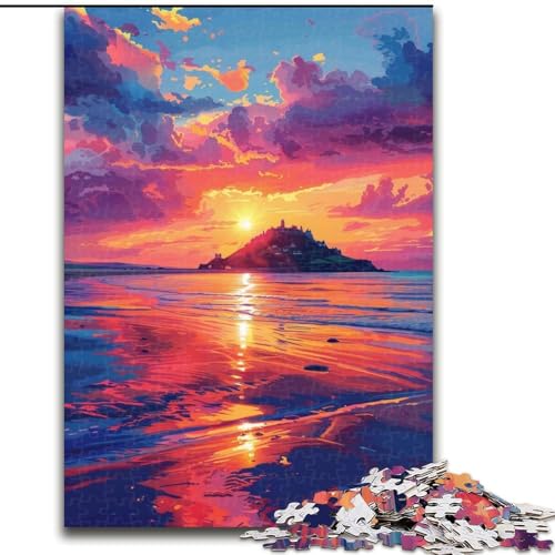 Puzzle 1000 Teile für Erwachsene, Das Meer bei Sonnenuntergang, aus Pappe, perfekt für Halloween, Weihnachten, Geburtstagsgeschenk, 1000 Teile(26x38cm) von XHAXING