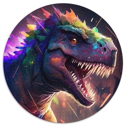 Puzzle 1000 Teile für Erwachsene, Dinosaurier, rund, aus Pappe, für Reiseliebhaber und Paare, anspruchsvolles Spielzeug (Größe 67,5 x 67,5 cm) von XHAXING