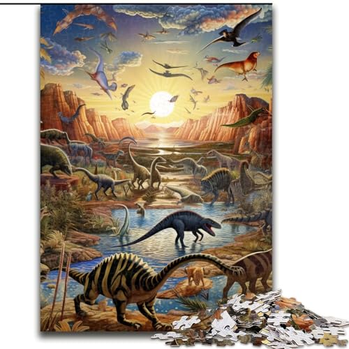 Puzzle 1000 Teile für Erwachsene, Dinosaurierwelt-Puzzle aus Pappe, Geburtstagsgeschenkidee, anspruchsvolles Denkspiel, 1000 Teile(26x38cm) von XHAXING