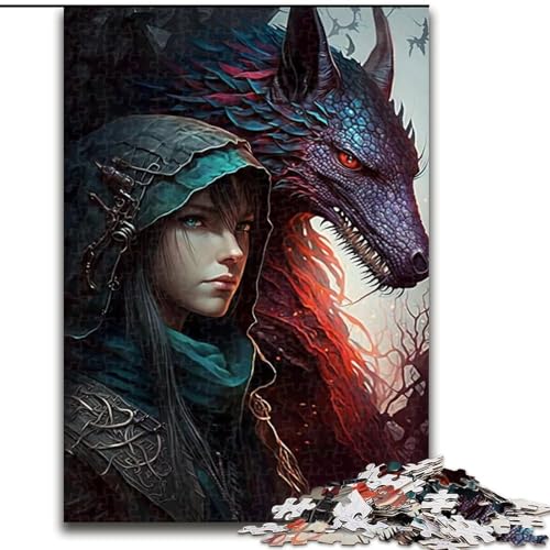 Puzzle 1000 Teile für Erwachsene, Drachenkrieger-Puzzle aus Holz, für Teenager und Familienspaß – DIY-Denkspiel, Geschenk, 1000 Teile(50x75cm) von XHAXING