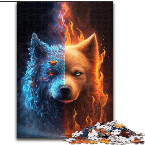 Puzzle 1000 Teile für Erwachsene, EIS- und Feuerhund-Puzzle aus Holz, schwieriges Denkspiel für Jugendliche, 1000 Teile(50x75cm) von XHAXING