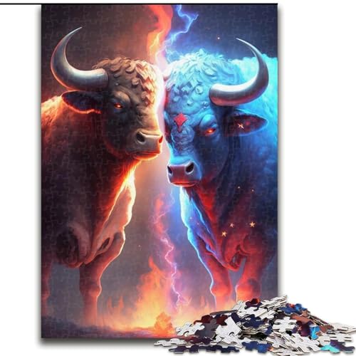Puzzle 1000 Teile für Erwachsene, EIS- und Feuerkuh-Puzzle aus Pappe, Weihnachten, Halloween, Ostern, Neujahr, 1000 Teile(26x38cm) von XHAXING