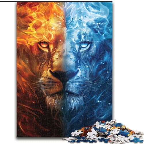 Puzzle 1000 Teile für Erwachsene, EIS- und Feuerlöwe-Puzzle aus Pappe, perfekte Dekoration für Zuhause oder das Büro, 1000 Teile(26x38cm) von XHAXING