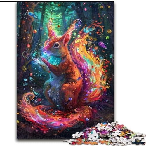 Puzzle 1000 Teile für Erwachsene, Eichhörnchen-Kunst-Puzzle aus Holz, perfekt für Halloween, Weihnachten, Geburtstagsgeschenk, 1000 Stück(50x75cm) von XHAXING