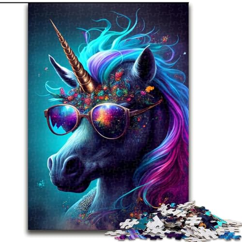 Puzzle 1000 Teile für Erwachsene, Einhörner mit Brille, Puzzle aus Holz, Geschenkidee zum Geburtstag, anspruchsvolles Denkspiel, 1000 Teile(50x75cm) von XHAXING