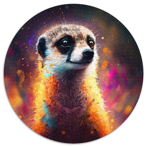 Puzzle 1000 Teile für Erwachsene, Fantasie-Erdmännchen, rund, Papppuzzle für Reiseliebhaber und Paare, anspruchsvolles Spielzeug (Größe 67,5 x 67,5 cm) von XHAXING