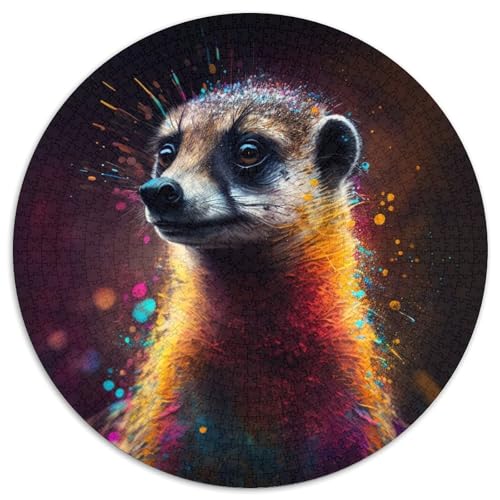 Puzzle 1000 Teile für Erwachsene, Fantasie-Erdmännchen, rund, aus Pappe, ideales Weihnachts- oder Geburtstagsgeschenk, Partyspiel-Spielzeug (Größe 67,5 x 67,5 cm) von XHAXING