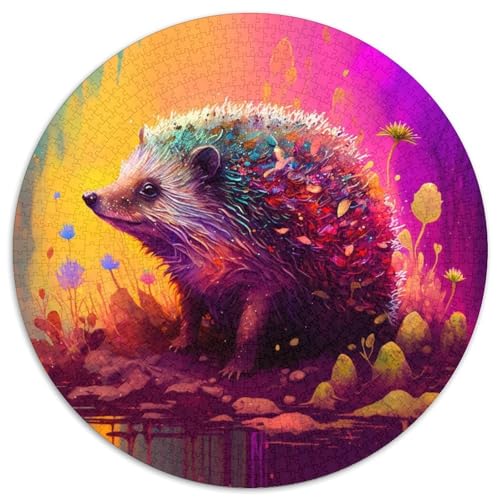 Puzzle 1000 Teile für Erwachsene, Fantasie-Igel, rund, Kartonpuzzle für Reiseliebhaber und Paare, anspruchsvolles Spielzeug (Größe 67,5 x 67,5 cm) von XHAXING