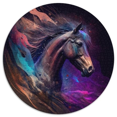 Puzzle 1000 Teile für Erwachsene, Fantasie-Pferd, runde Puzzles, Denksportspiel für Teenager, (Größe 67,5 x 67,5 cm) von XHAXING