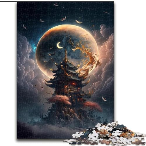 Puzzle 1000 Teile für Erwachsene, Fantasie-Puzzle mit japanischem Tempel aus Holz, anspruchsvolles DIY-Denkspiel, perfektes Familienspiel oder dekoratives Geschenk, 1000 Teile(50x75cm) von XHAXING