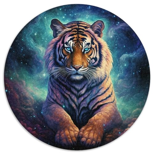 Puzzle 1000 Teile für Erwachsene, Fantasie-Tier-Tiger, runde Papierpuzzles, Denkspiel, interaktives Familienspiel, geeignet für Kinder ab 14 Jahren (67,5 x 67,5 cm) von XHAXING