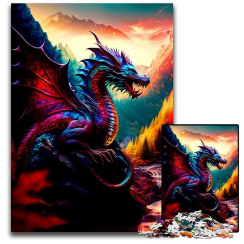 Puzzle 1000 Teile für Erwachsene, Fantasy-Drache, Unmögliches Puzzle für Erwachsene, Geburtstagsgeschenkidee, Herausforderndes Denkspiel, 26x38cm Puzzle 1000 Teile für Erwachsene, Fantasy-Drache, Unmögliches Puzzle für Erwachsene, Geburtstagsgeschenkidee, Herausforderndes Denkspiel, 26x38cm von XHAXING