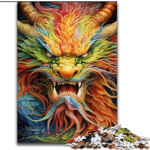Puzzle 1000 Teile für Erwachsene, Fantasy Flying Dragon Jigsaw, aus Pappe, mit interaktivem Familienspiel, Altersgruppen ab 10 Jahren, 1000 Stück(26x38cm) von XHAXING