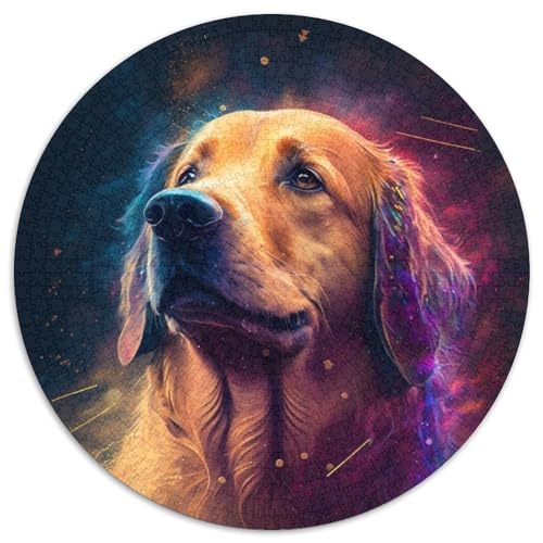 Puzzle 1000 Teile für Erwachsene, Fantasy Golden Retriever-Puzzles für Erwachsene, pädagogisches Denkspiel, künstlerische Heim- und Bürodekoration, ab 14 Jahren (Größe 67,5 x 67,5 cm) von XHAXING