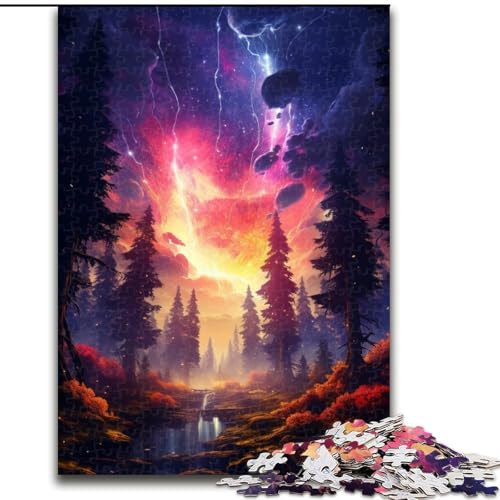 Puzzle 1000 Teile für Erwachsene, Farbiger Wald und Wolken, Puzzle aus Holz, perfekt für Heimdekoration, Geburtstage, Feiertage und Geschenke, 1000 Stück(50x75cm) von XHAXING