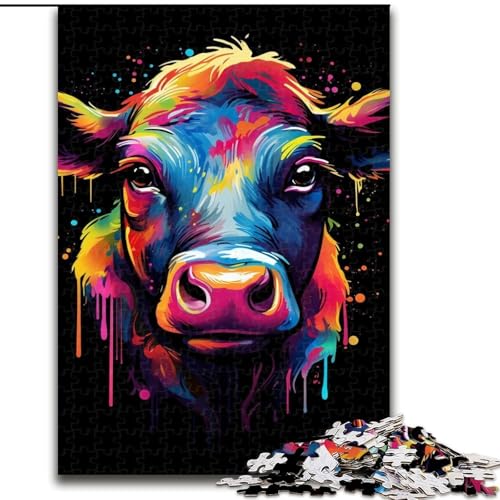 Puzzle 1000 Teile für Erwachsene, Farbiges Kuh-Puzzle aus Pappe, Hochschwieriges Denkspiel für Teenager, 1000 Teile(26x38cm) von XHAXING