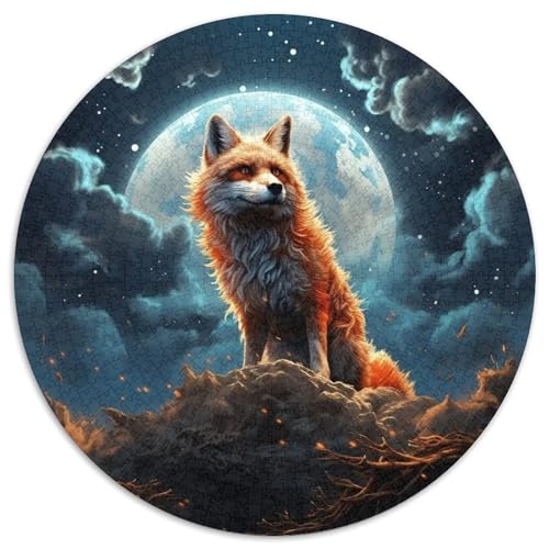 Puzzle 1000 Teile für Erwachsene, Fuchs, rund, aus Pappe, ideales Weihnachts- oder Geburtstagsgeschenk, Partyspiel-Spielzeug (Größe 67,5 x 67,5 cm) von XHAXING
