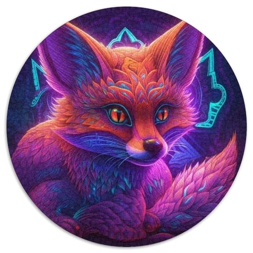 Puzzle 1000 Teile für Erwachsene, Fuchs, runde Papierpuzzles, Denkspiel, interaktives Familienspiel, geeignet für Kinder ab 14 Jahren (67,5 x 67,5 cm) von XHAXING