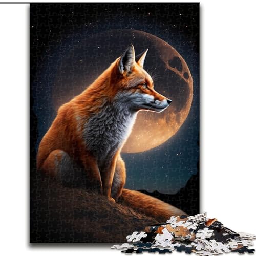 Puzzle 1000 Teile für Erwachsene, Fuchs auf dem Mond, aus Pappe, geeignet für Geburtstage, Halloween, Thanksgiving, Ostern, 1000 Teile(26x38cm) von XHAXING